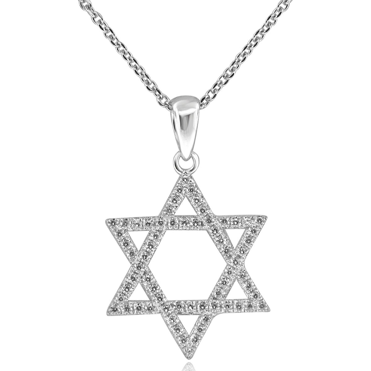 Dazzlers Sterling Silver Rhodium Plated and CZ Star of David Necklac, MPN: DGN-1016
