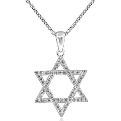 Dazzlers Sterling Silver Rhodium Plated and CZ Star of David Necklac, MPN: DGN-1016