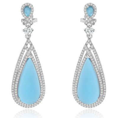 Dazzlers Sterling Silver Rhodium Plated and Simulated Gemstone Dangle Earrings, MPN: DCE-588BT