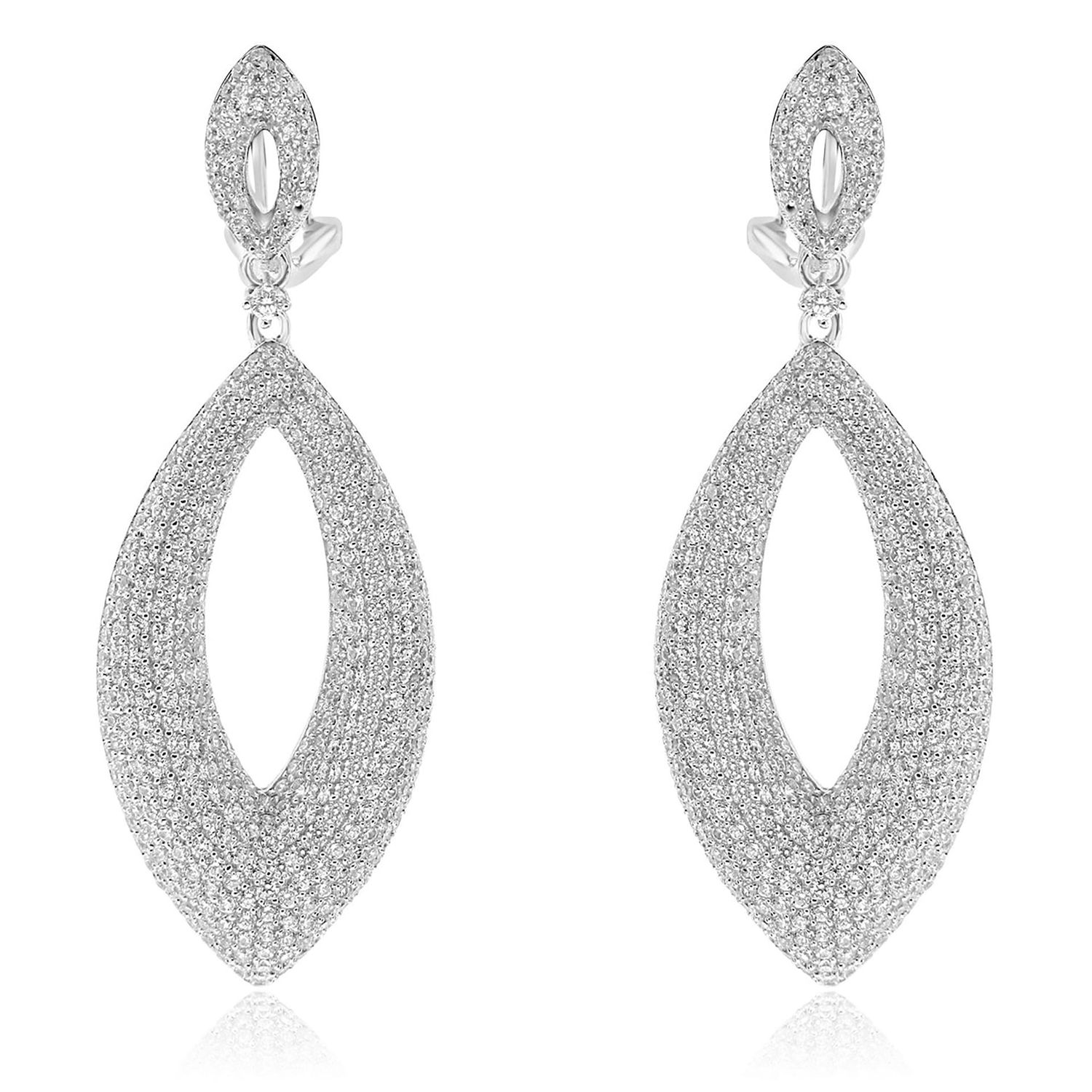 Dazzlers Sterling Silver Rhodium Plated with Simulated Black Onyx and CZ Dangle Earrings, MPN: DCE-…