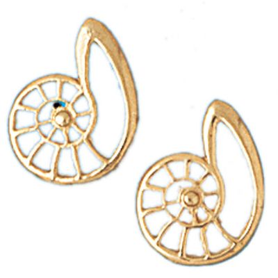 Dazzlers 14k Yellow Gold Shell Stud Earrings, MPN: DZ-13037