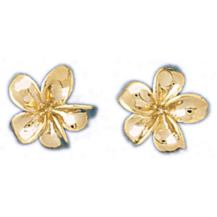 Dazzlers 14k Yellow Gold Plumeria Flower Stud Earrings, MPN: DZ-12919