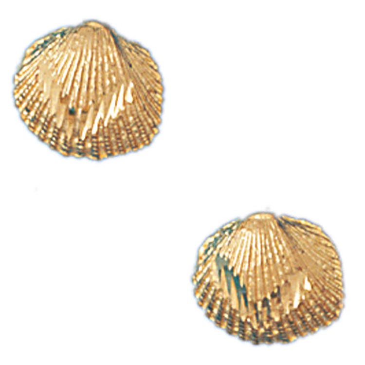 Dazzlers 14k Yellow Gold Shell Stud Earrings, MPN: DZ-13048