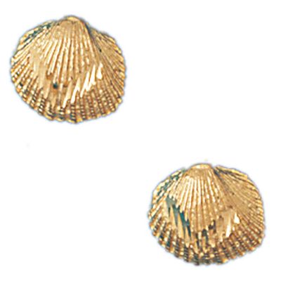 Dazzlers 14k Yellow Gold Shell Stud Earrings, MPN: DZ-13048