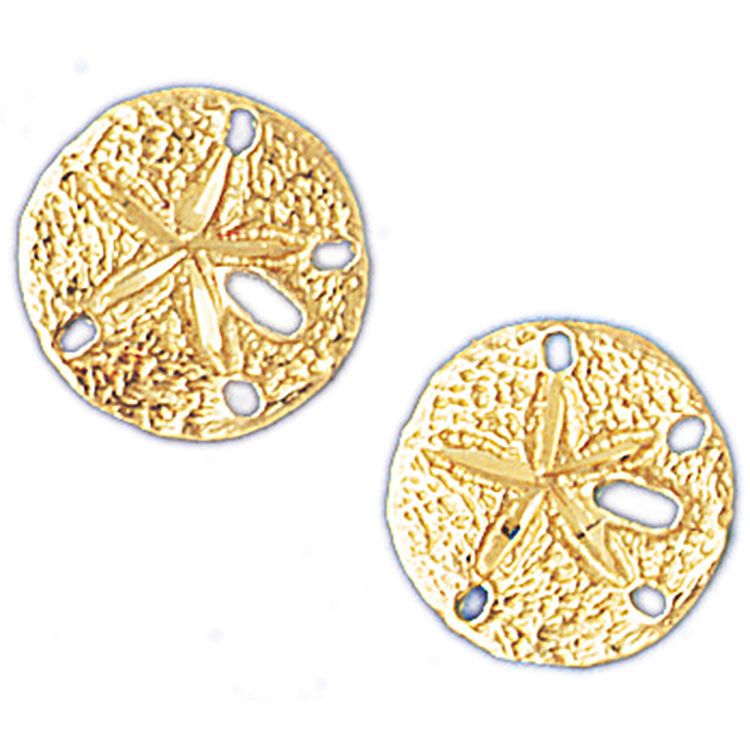 Dazzlers 14k Yellow Gold Sand Dollar Stud Earrings, MPN: DZ-13102