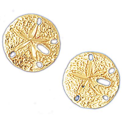 Dazzlers 14k Yellow Gold Sand Dollar Stud Earrings, MPN: DZ-13102