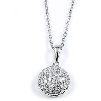 Dazzlers Sterling Silver Rhodium Plated and micro-pave CZ Cushion Necklace, MPN: DCN-369