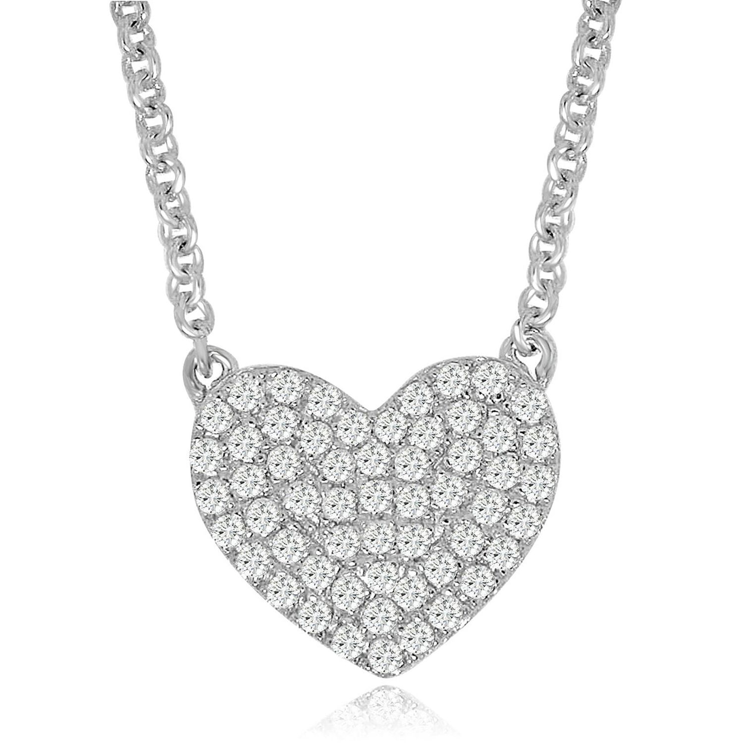 Dazzlers Sterling Silver Rhodium Plated with micro-pave CZ dainty Heart Necklace, MPN: DCN-623