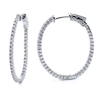 Dazzlers Sterling Silver Rhodium Plated and CZ Oval Hoop Earrings, MPN: DCE-295