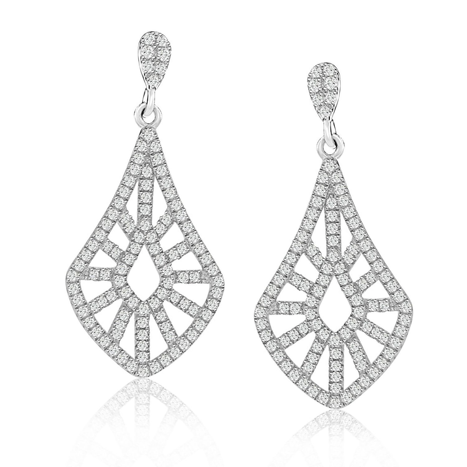 Dazzlers Sterling Silver Rhodium Plated and CZ short Dangle Earrings, MPN: DYE-726