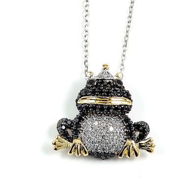 Dazzlers Sterling Silver Rhodium Plated and CZ Frog Necklace, MPN: DBN12201