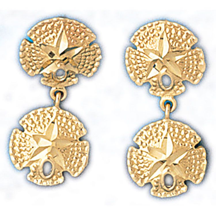 Dazzlers 14k Yellow Gold Sand Dollar Dangle Earrings, MPN: DZ-13130