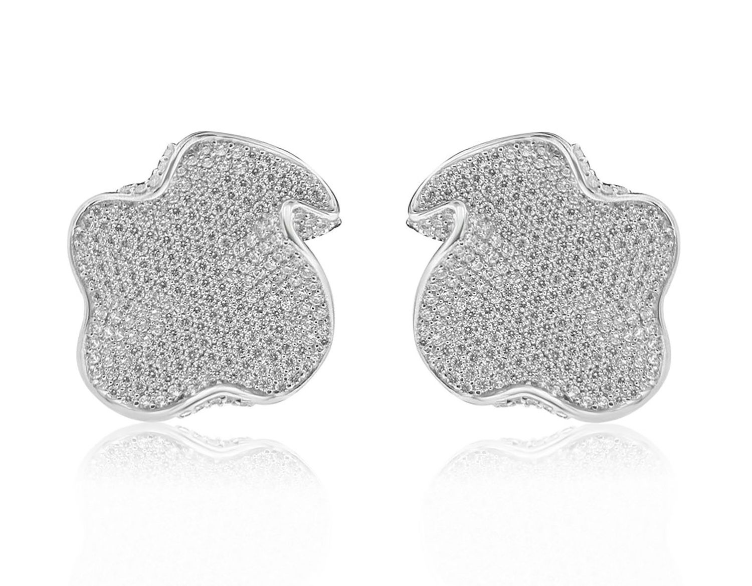Dazzlers Sterling Silver Rhodium Plated and CZ Flat Wavy Stud Earrings, MPN: DRE-535