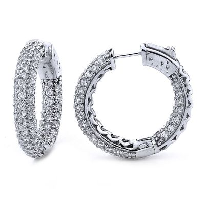 Dazzlers Sterling Silver Rhodium Plated and micro-pave CZ Hoop Earrings, MPN: DCE-308