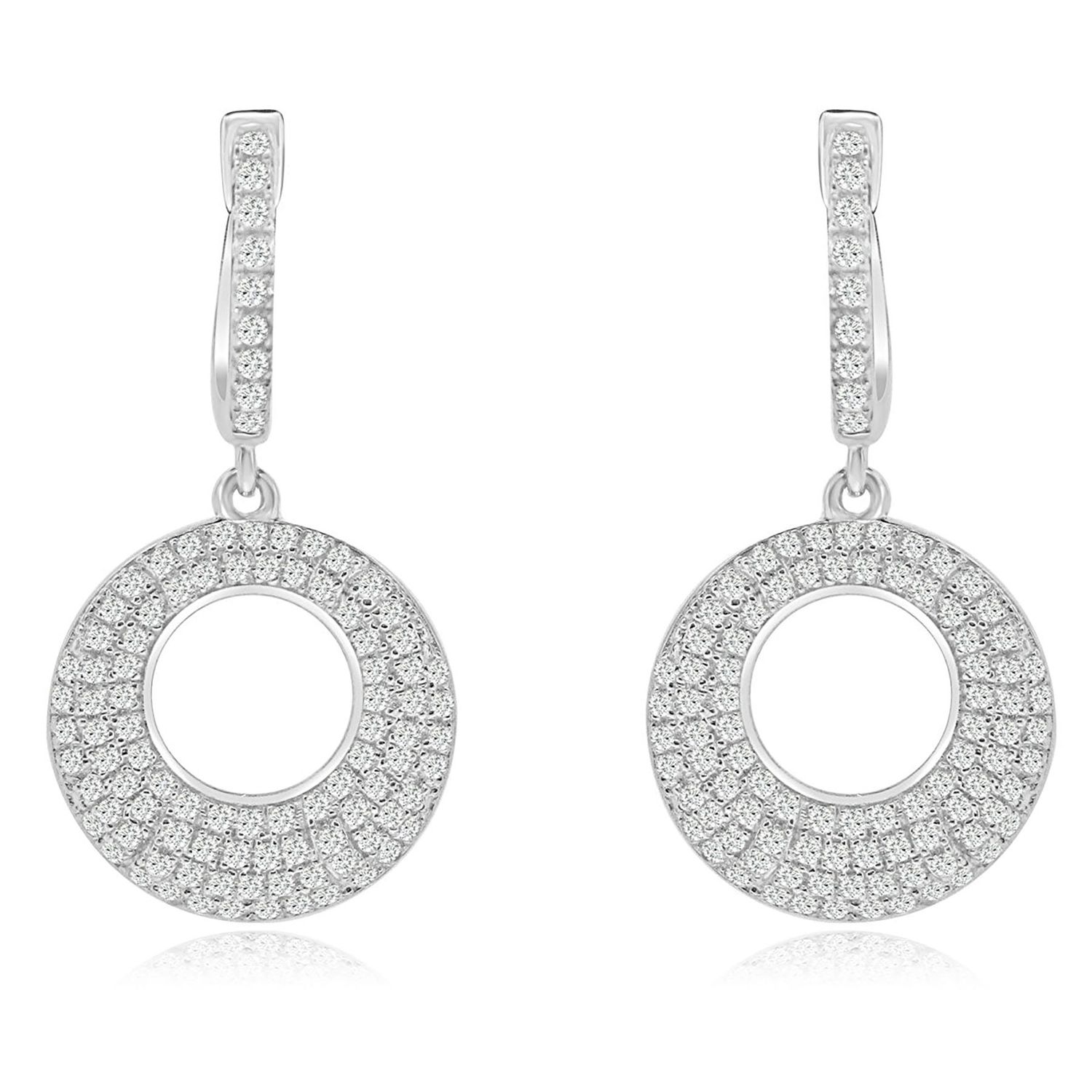 Dazzlers Sterling Silver Rhodium Plated and CZ Dangle Earrings, MPN: DYE-756