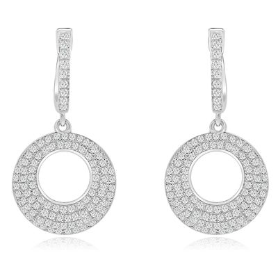 Dazzlers Sterling Silver Rhodium Plated and CZ Dangle Earrings, MPN: DYE-756