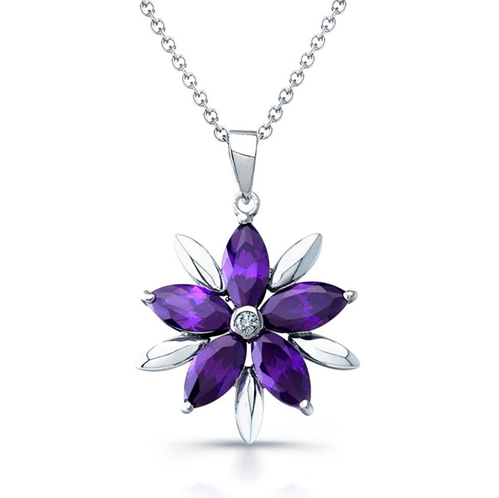 Dazzlers Sterling Silver Rhodium Plated and CZ Flower Necklace, MPN: DBN3682