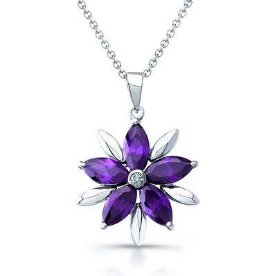 Dazzlers Sterling Silver Rhodium Plated and CZ Flower Necklace, MPN: DBN3682