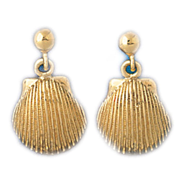 Dazzlers 14k Yellow Gold Shell Dangle Earrings, MPN: DZ-13135