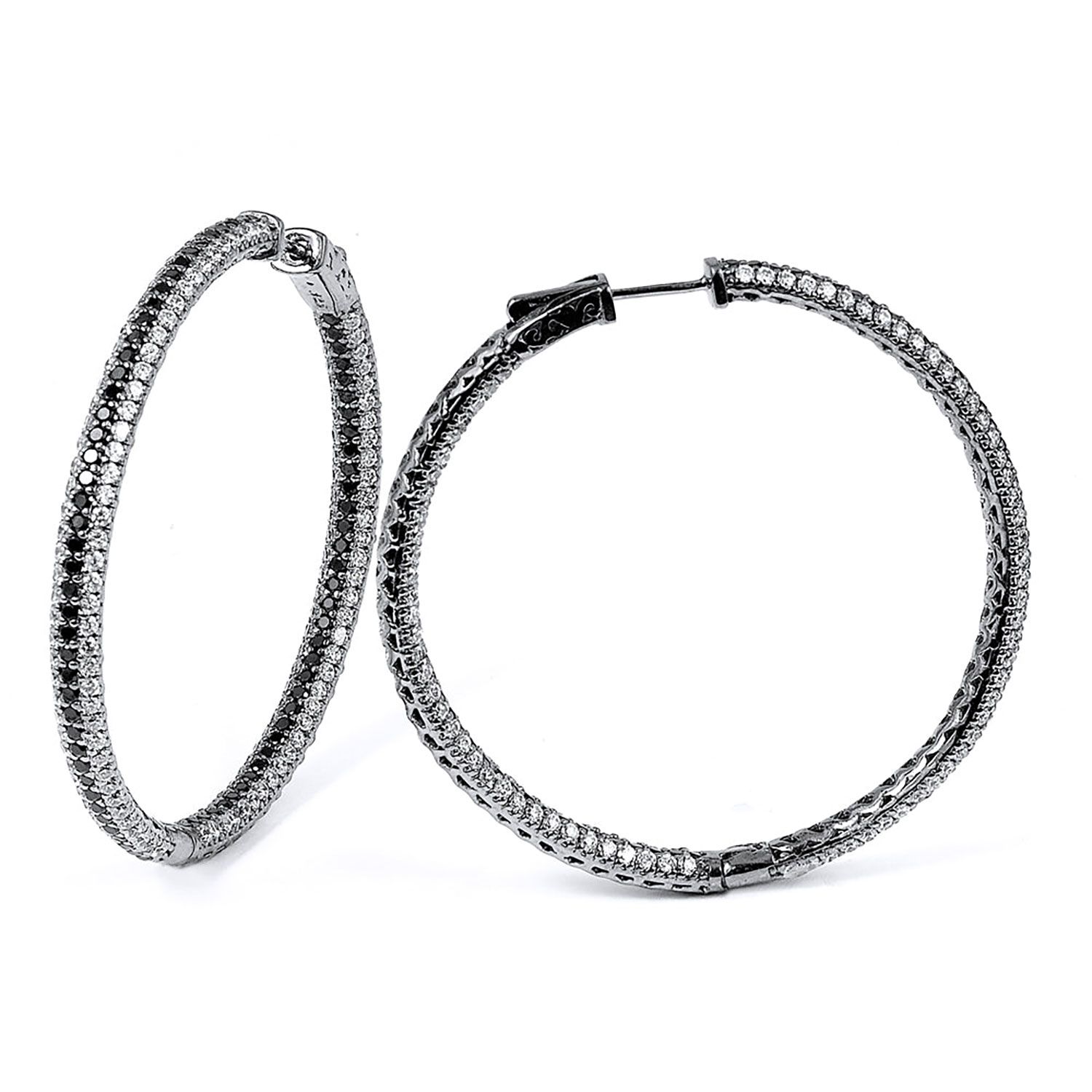 Dazzlers Sterling Silver Rhodium Plated with CZ Hoop Earrings, MPN: DCE-431