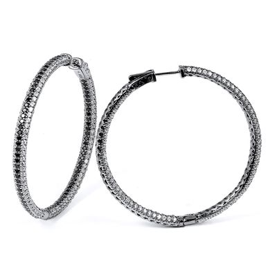 Dazzlers Sterling Silver Rhodium Plated with CZ Hoop Earrings, MPN: DCE-431