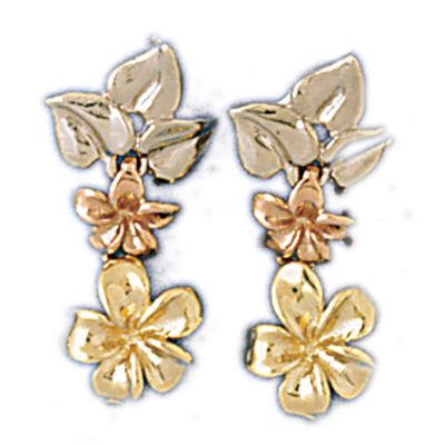 Dazzlers 14k Yellow Gold Plumeria Flower Drop Earrings, MPN: DZ-12926