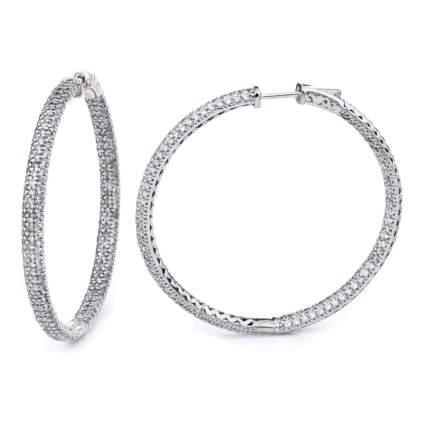 Dazzlers Sterling Silver Rhodium Plated and micro-pave CZ Hoop Earrings, MPN: DCE-30