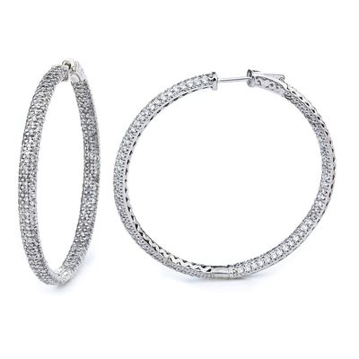 Dazzlers Sterling Silver Rhodium Plated and micro-pave CZ Hoop Earrings, MPN: DCE-30