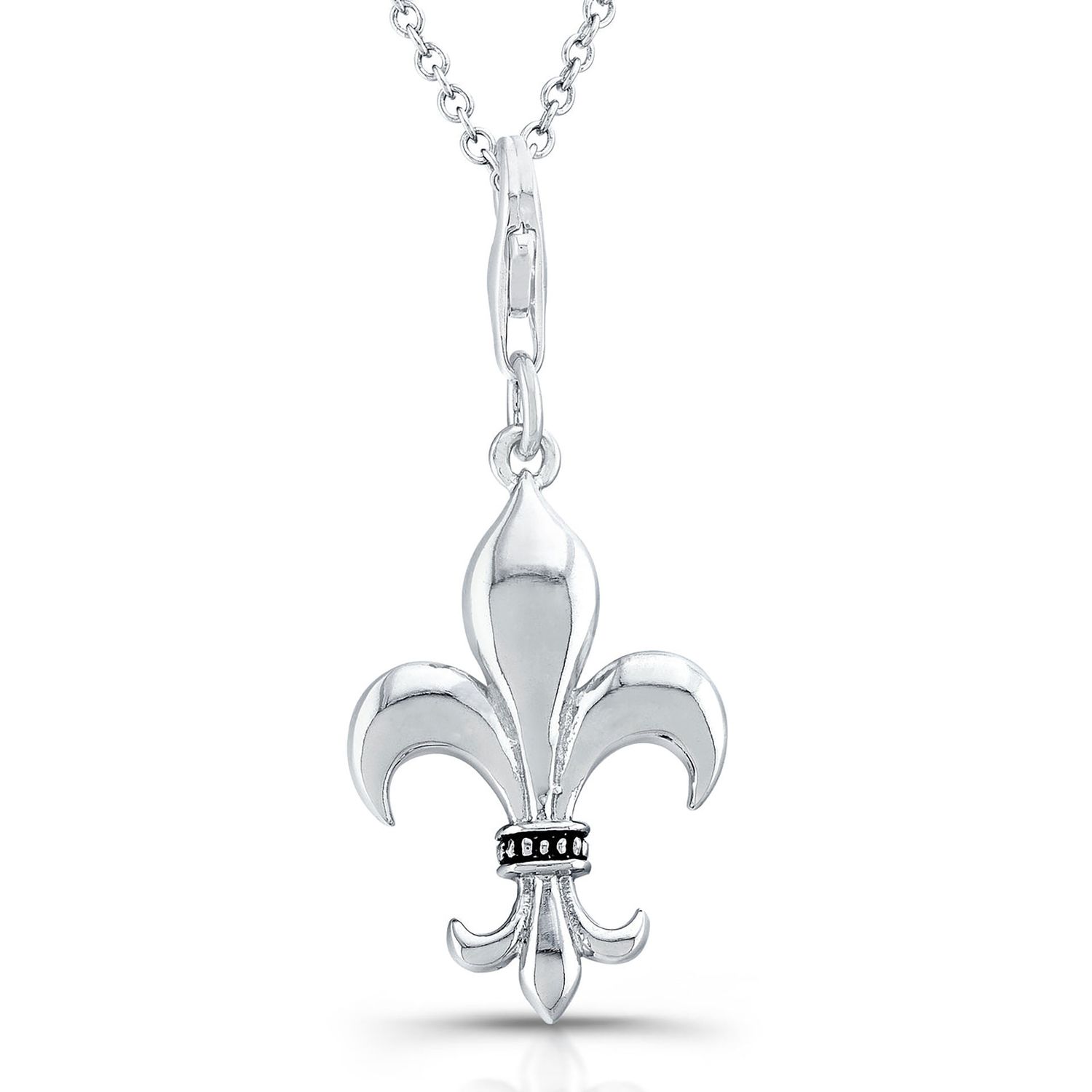 Dazzlers Sterling Silver Rhodium Plated and CZ Fleur De Lis Necklace, MPN: DBN203