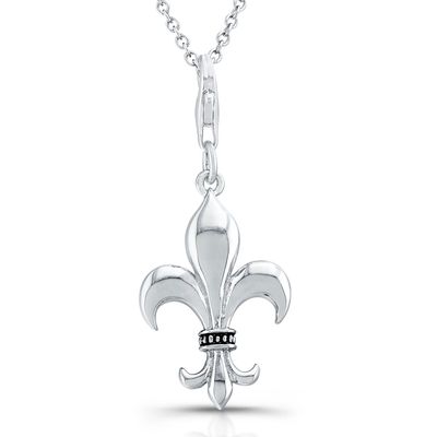 Dazzlers Sterling Silver Rhodium Plated and CZ Fleur De Lis Necklace, MPN: DBN203