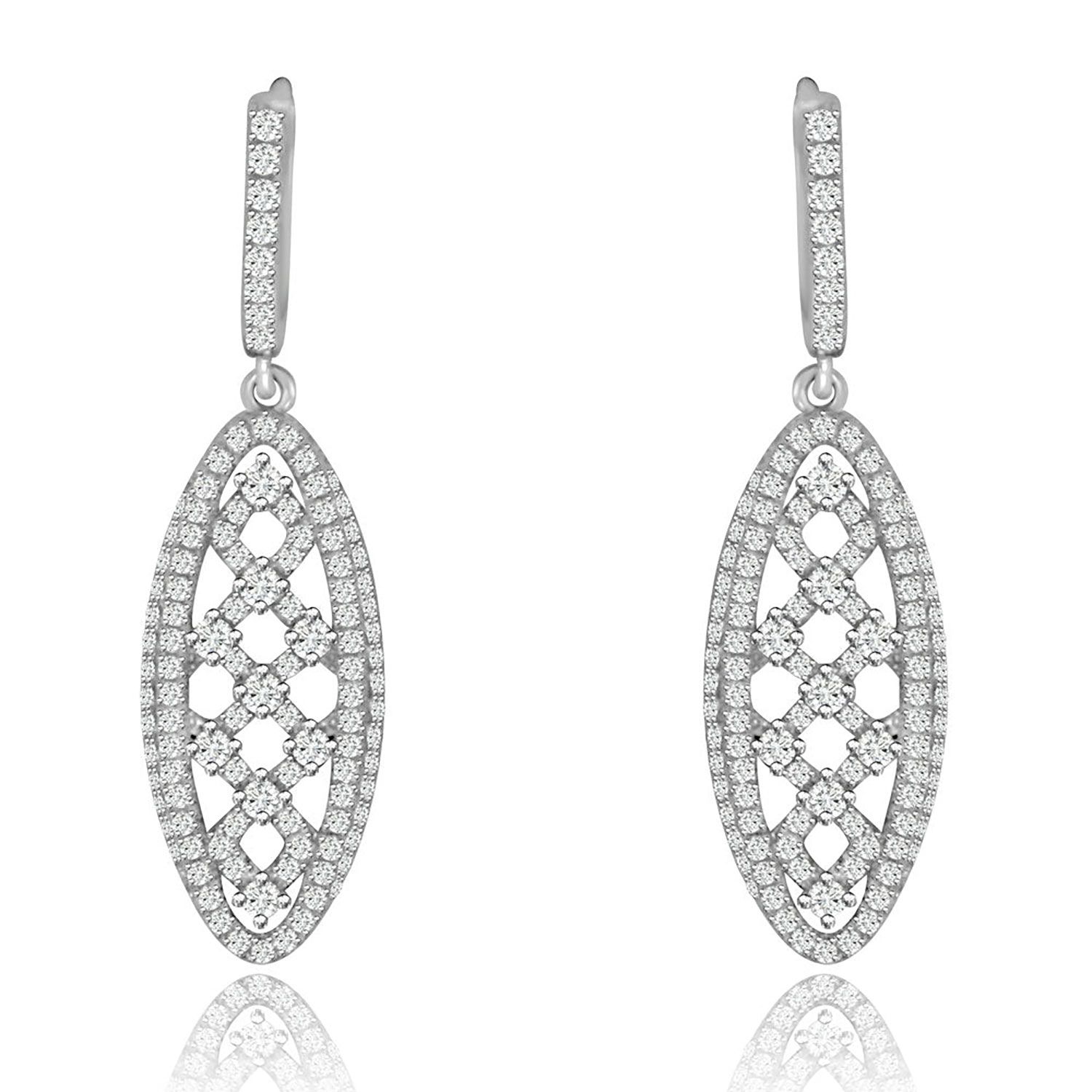 Dazzlers Sterling Silver Rhodium Plated and CZ Dangle Earrings, MPN: DYE-713