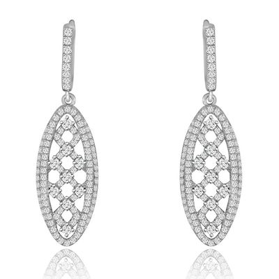 Dazzlers Sterling Silver Rhodium Plated and CZ Dangle Earrings, MPN: DYE-713
