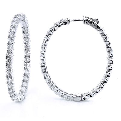 Dazzlers Sterling Silver Rhodium Plated and CZ Oval Hoop Earrings, MPN: DCE-387