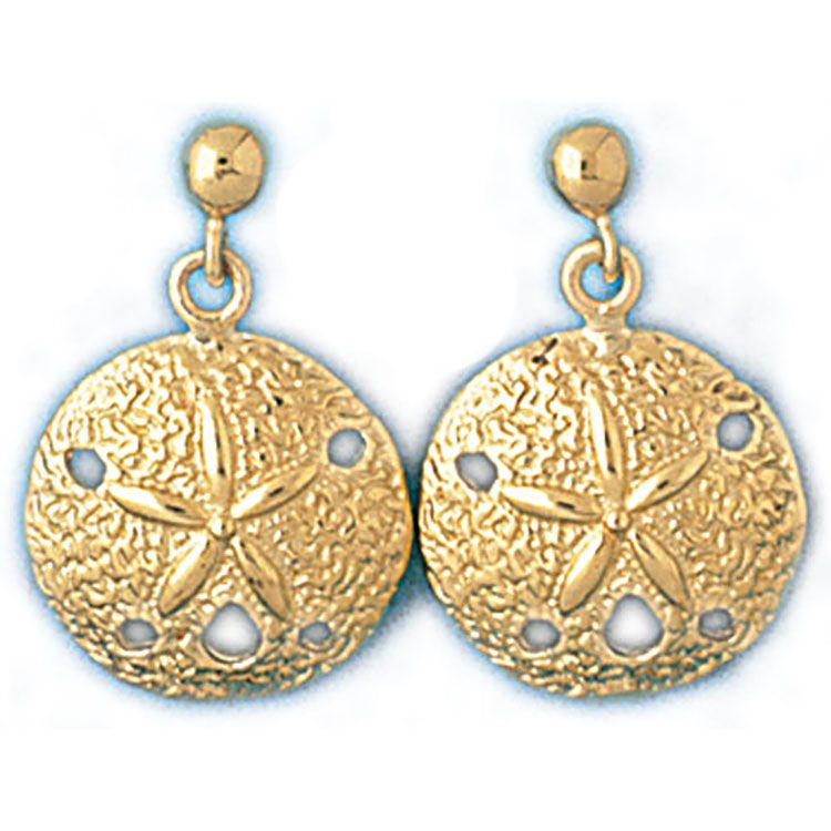 Dazzlers 14k Yellow Gold Sand Dollar Dangle Earrings, MPN: DZ-13132