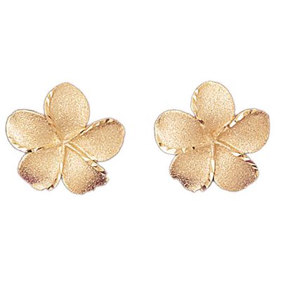 Dazzlers 14k Yellow Gold Plumeria Stud Earrings, MPN: DZ-12130
