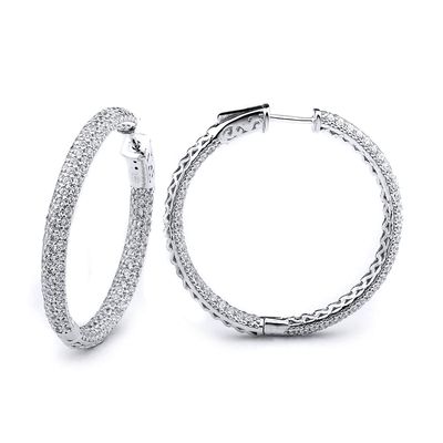 Dazzlers Sterling Silver Rhodium Plated and micro-pave CZ Hoop Earrings, MPN: DCE-31