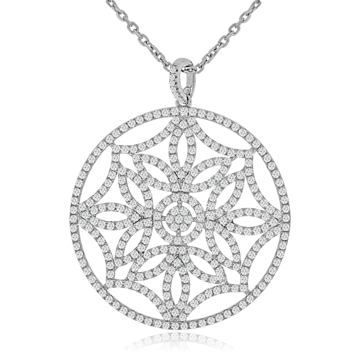 Dazzlers Sterling Silver Rhodium Plated and CZ Flower Wheel Necklace, MPN: DYN-750