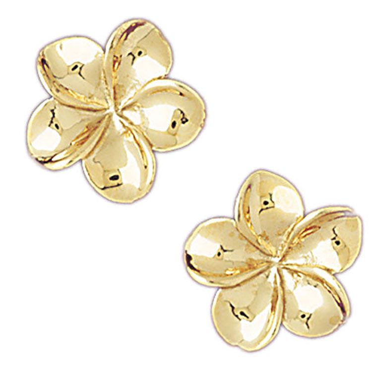 Dazzlers 14k Yellow Gold Plumeria Stud Earrings, MPN: DZ-12089