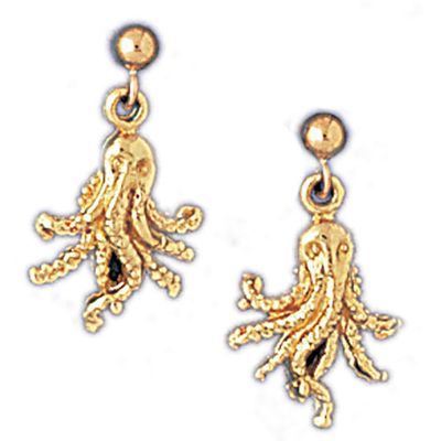 Dazzlers 14k Yellow Gold Octopus Stud Earrings, MPN: DZ-13080