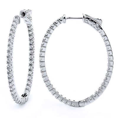 Dazzlers Sterling Silver Rhodium Plated and CZ Oval Hoop Earrings, MPN: DCE-288