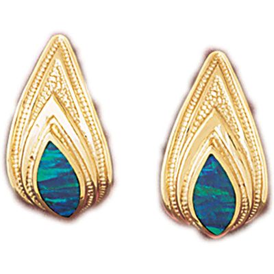 Dazzlers 14k Yellow Gold Created Opal Fashion Earrings, MPN: DZ-15109