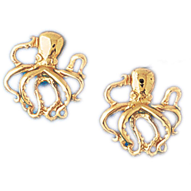 Dazzlers 14k Yellow Gold Octopus Stud Earrings, MPN: DZ-13073
