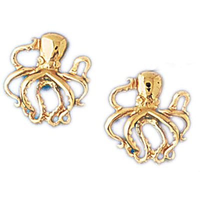 Dazzlers 14k Yellow Gold Octopus Stud Earrings, MPN: DZ-13073