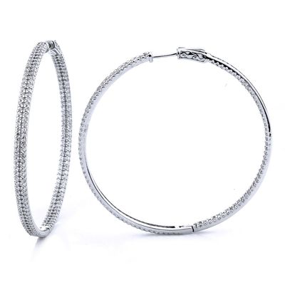Dazzlers Sterling Silver Rhodium Plated and CZ Hoop Earrings, MPN: DCE-33