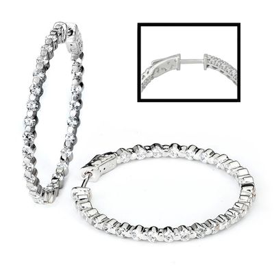 Dazzlers Sterling Silver Rhodium Plated and CZ Hoop Earrings, MPN: DCE-27