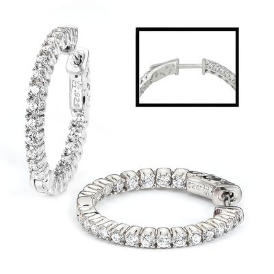 Dazzlers Sterling Silver Rhodium Plated and CZ Hoop Earrings, MPN: DCE-29