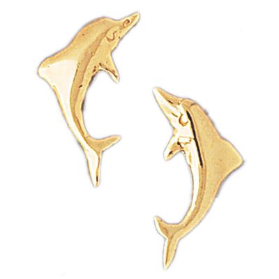 Dazzlers 14k Yellow Gold Dolphin Stud Earrings, MPN: DZ-13069