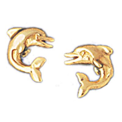 Dazzlers 14k Yellow Gold Dolphin Stud Earrings, MPN: DZ-13071