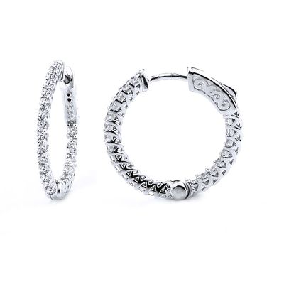 Dazzlers Sterling Silver Rhodium Plated and CZ Hoop Earrings, MPN: DCE-274