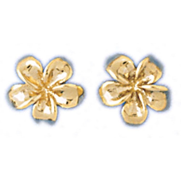 Dazzlers 14k Yellow Gold Plumeria Flower Stud Earrings, MPN: DZ-12920